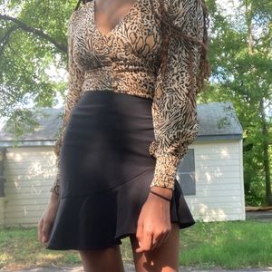 flirty asymmetrical black skirt